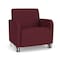 Lesro Siena Lounge Reception Wide Guest Chair w/ Front Casters, Brushed Steel Back Legs, OH Wine Uph SN1201 - alternate 1